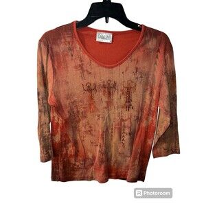 Cactus Bay Top Womens M Aztec Southwest T Shirt Tee Casual Tribal Artsy boho y2k